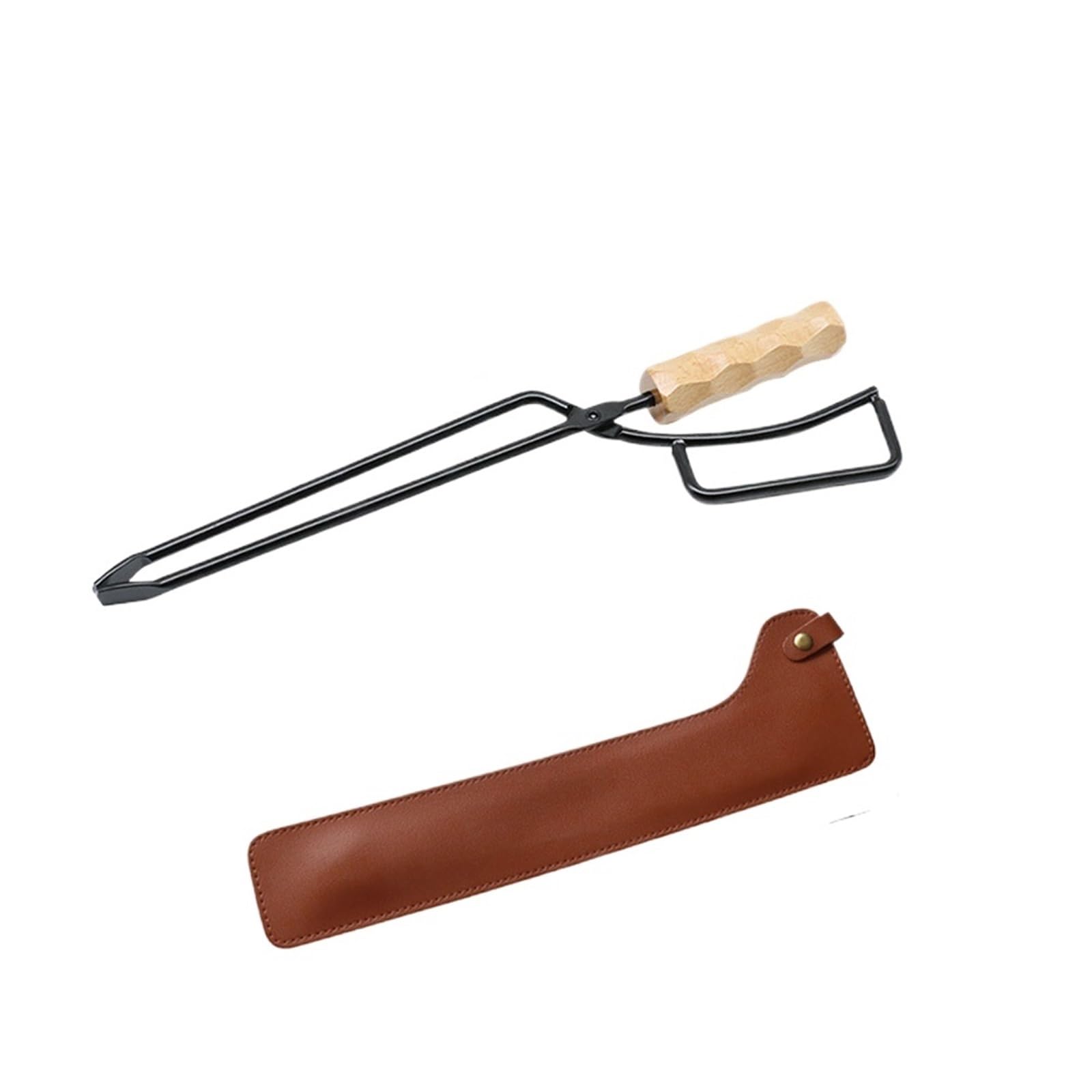 Pinze per Barbecue da Campeggio in Metallo, Set di pinze per Carbone con Manico Lungo, pinze per Il Fuoco, pinze per la Spazzatura in Legno, Clip in Acciaio Inossidabile, Portatili, per Esterni