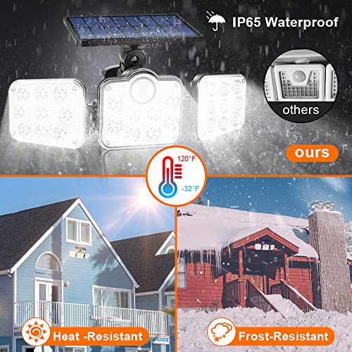 Outdoor Solar Powered Flood Lights, Kwafotri 138 Led 2200Lm With Remote Control, Ip65 Waterproof, 3 Adjustable Heads, 270° Wide Angle, Wireless Security Light For Garage Patio Porch Garden Yard-2 Pack #TOP4