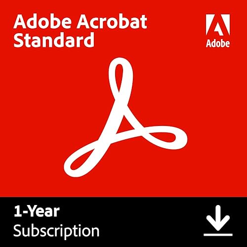 Adobe Acrobat Standard 12-Month Subscription with Auto-Renewal PDF Software Convert, Edit, E-Sign, Protect PCMac Download Activation Required