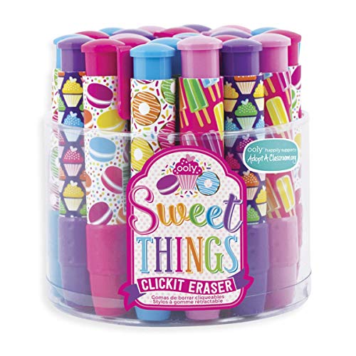 OOLY Click It Eraser, Eraser Pencil Set, Tub of 24 - Sweet Things
