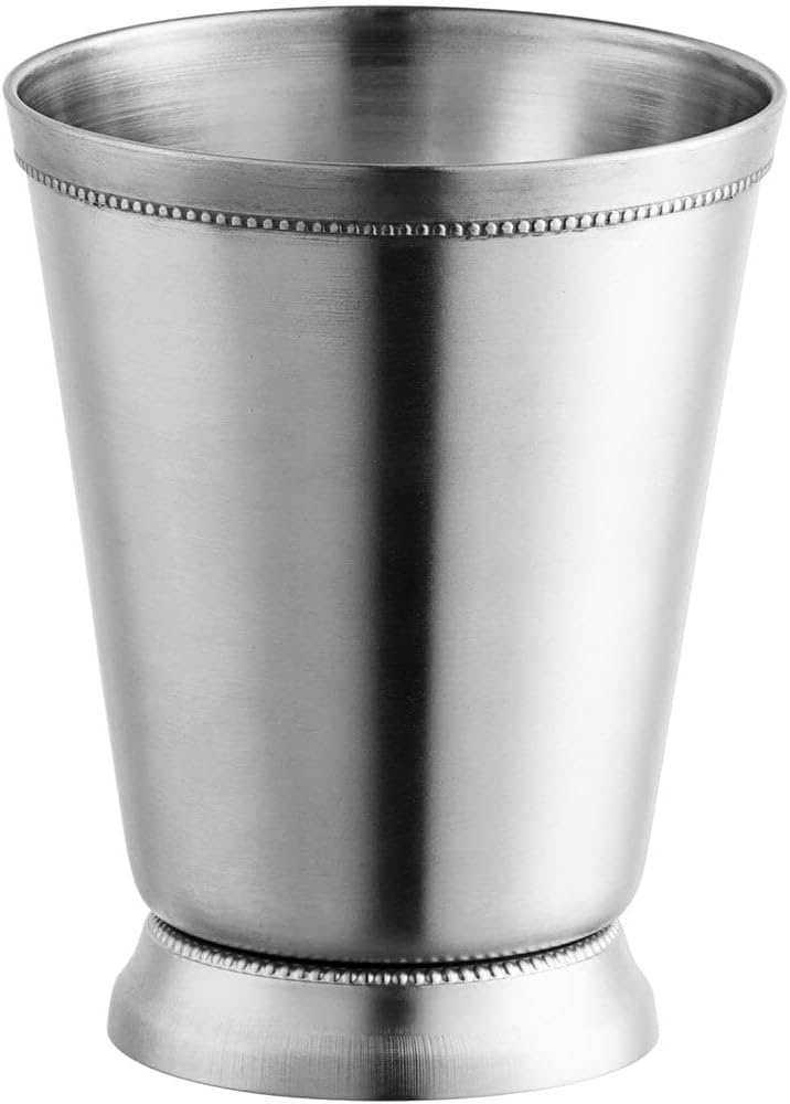 16 oz Stainless Steel Mint Julep Cups with Beaded Detailing - Set of 12 - Elegant Silver Cocktail Cups for Bourbon, Whiskey, and Cocktails - Smooth Finish, Durable