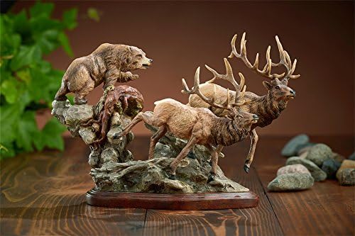 Wild Wings Encounter - Elk & Bear Sculpture by Danny Edwards