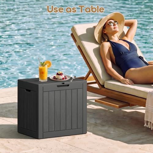 NUNU LAB 35 Gal Outdoor Storage Box Waterproof Lockable,Deck Box,Black - 4