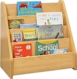Tot Mate Kids Book Display, 4 Tier Front Facing Bookshelf, Single-Sided Children's Wooden Book Rack for Classroom, Nursery, Playroom, Daycare Furniture, Maple, 24' W x 14' D x 24 1/2' H