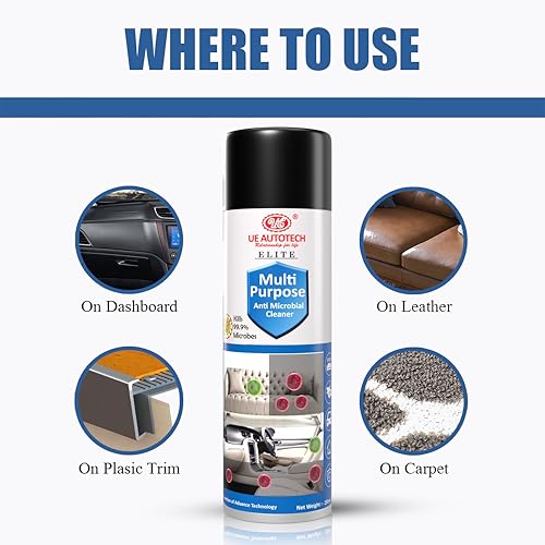 Image of UE Elite Upholstery & Carpet Cleaner (250ml) | Can be used as a Car Interior for Car Seat, Sofa, Carpet, Roof & More | Includes Cleaner Brush & Cloth
