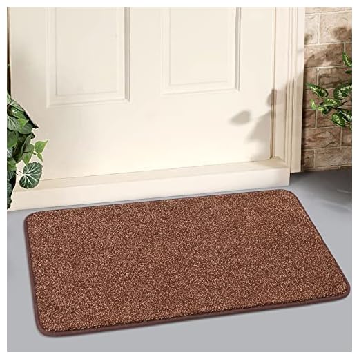 LINLA Indoor Doormat Super Absorbs Mud Mat, Machine Washable Non-Slip Rubber Backing Clean Mat for Front Door Inside Dirt Trapper Mats Shoes Scraper, 18x30 Inches Camel Coffee