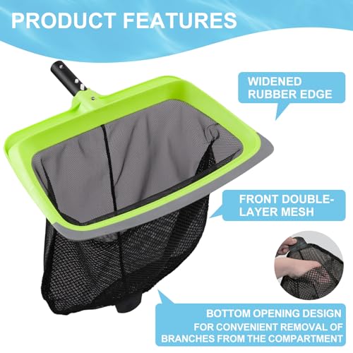 Sepetrel Deluxe Swimming Pool Cleaning Kit Including Rubber Edge Pool Skimmer Net,17.5\" Pool Brush Head & Hand Scrub Brush(NO Pole)