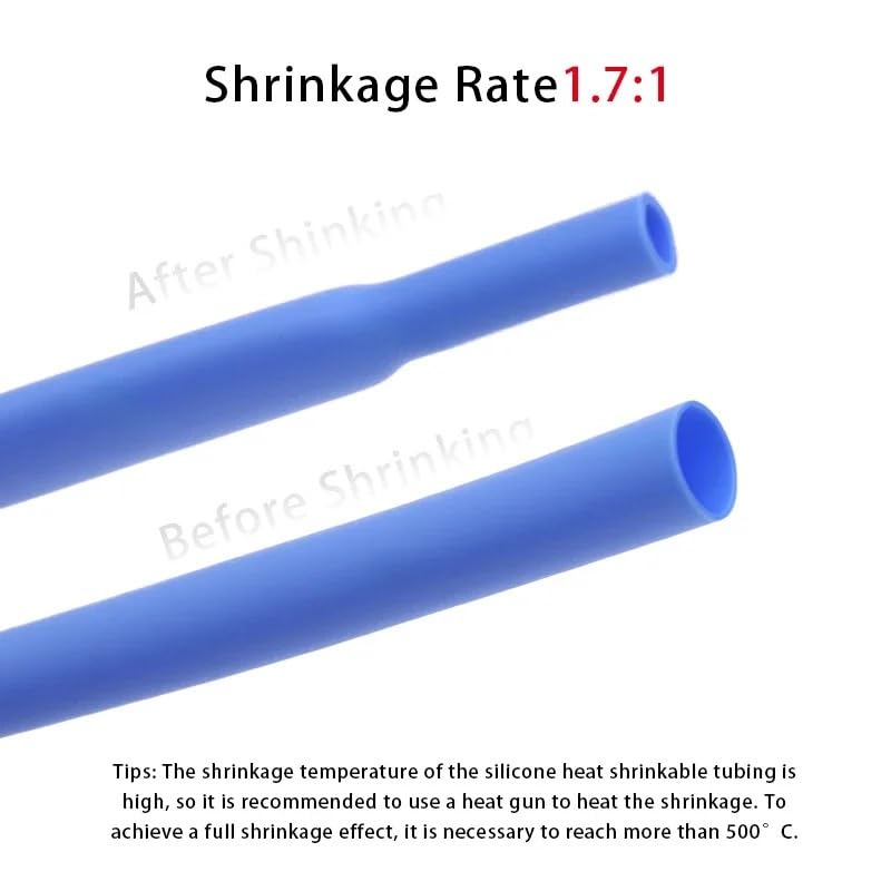 Osłona przewodu Drut do zarządzania kablami Tuleja silikonowa rurka termokurczliwa Średnica 0,8~5 mm 2500 V Elastyczna izolacja Wysoka(Blue,0.8MM-1 METER)
