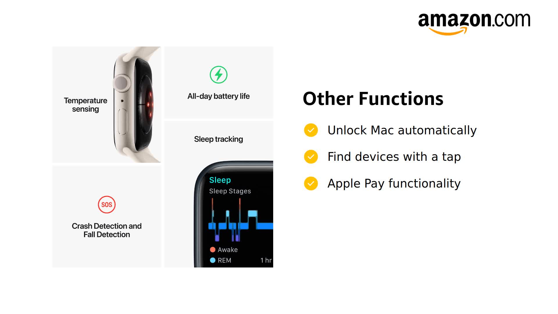 Amazon.com: Apple Watch Series 8 [GPS, 41mm] - Starlight Aluminum 