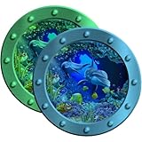 PATKAW 海洋動物ウォールステッカー 舷窓デザイン 夜光タイプ 部屋やパーティー用壁装飾 剥がせる海の壁シール 1セット