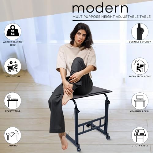 Ray Luxe Wood Multipurpose Height Adjustable & Movable Table with Mobile & Tablet Holder is Suitable for use as a Laptop, Computer, Study, and... - Image 5