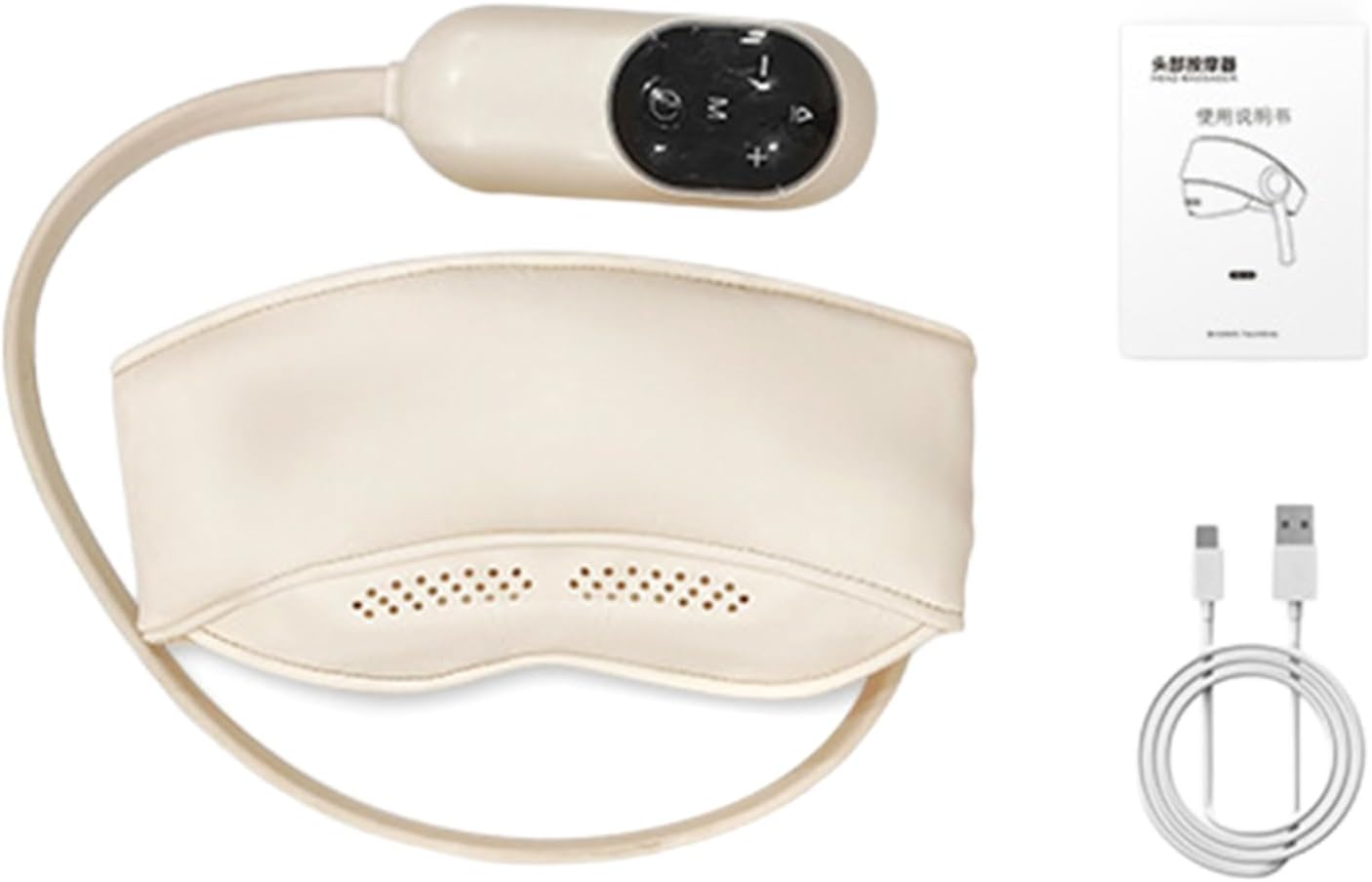Head and Eye Massager with Heat, 6 Airbags 4 Massage Modes & 3 Heat Levels for Migraine Relief and Deep Relaxation, Rechargeable Adjustable Mask, Type-C Fast Charge, Quiet with LED Display