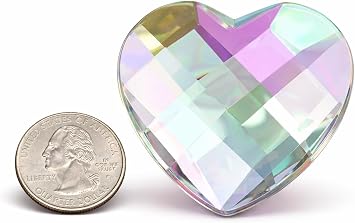Allstarco 50mm 2" Large Crystal AB Heart Flat Back Acrylic Gems, 2 PCS