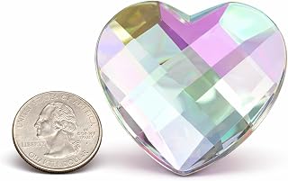 Allstarco 50mm (2") Large Crystal AB Heart Flat Back Acrylic Gems, 2 PCS