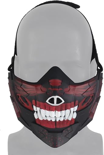 Adjustable Breathable Skull Face Mask,Cyberpunk Skull Half Mask For Cs Wargame Halloween Cosplay Costume Party