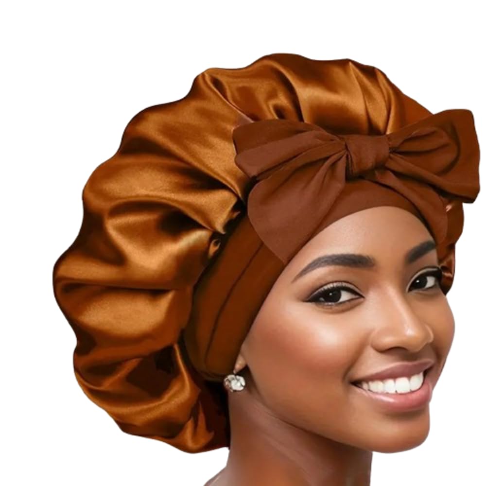 Boolavard Silk Bonnet For Sleeping Women Satin Bonnet Double Layer Satin Lined H