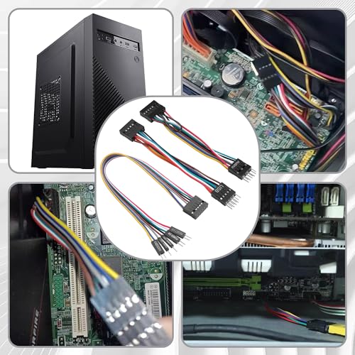 ELFJMZP Zestaw adapterów panelu przedniego płyty głównej: przełącznik zasilania/USB 2.0/złącze audio do płyt głównych do komputerów stacjonarnych (kompatybilny z Qitian/Yangtian/ThinkCenter) do