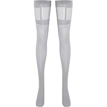 Hansber Women's Sheer Thigh High Pantyhose Stockings Semi-sheer Top Nylon Tights