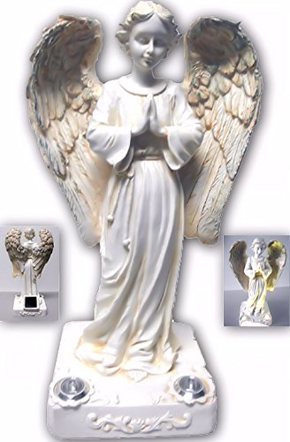 BRILLIANT AND MO Beautiful Praying Solar Angels with 2 Yellow LED Solar Angel Lights