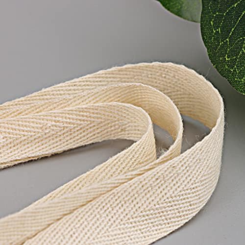 Cotton Tape 15m 20mm Beige Herringbone Ribbon Twill Webbing Tape Cotton Bias Binding Tape Sewing Bunting Tape Cotton Ribbon Binding Tape Twill Tape for Sewing Dressmaking Alterations Craft