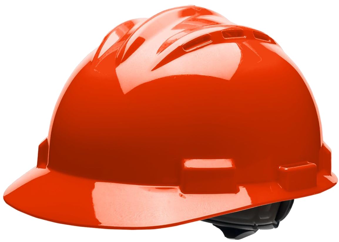 62HOR Standard Series Vented Cap Style Hard Hat, 4 Point Ratchet Suspension, Cotton Brow Pad, Hi-Viz Orange, One Size