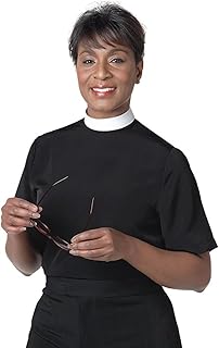 Women's Neckband Clergy Shell Blouse Womenswear Gift Church Wear Catholic Christian Gift, Black Color, Size - 16 Inch