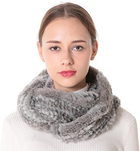 Women’s Rex Rabbit Fur Infinity Scarf Chinchilla.