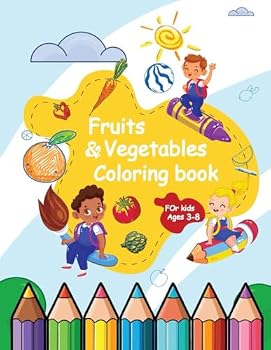 fruits and vegetables coloring book: Fun Coloring, Tracing, and Shadow Matching Activities for Kids Ages 3–8 , Coloring , Tracing , Shadow Matching ... Shadow Matching Activities for Kids Ages 3–8
