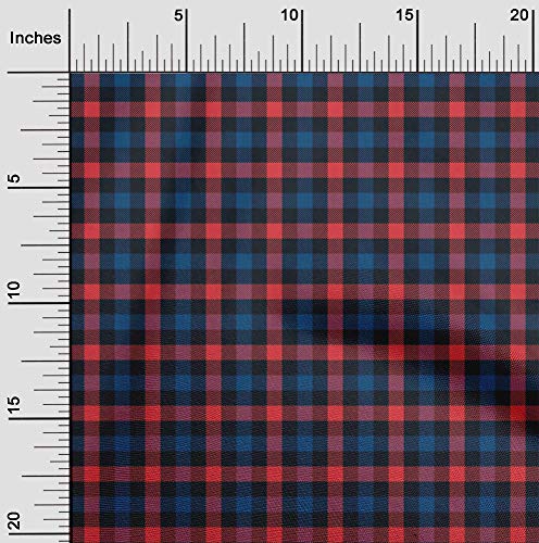oneOone Rayon Blue Fabric Check Fabric for Sewing Printed Craft Fabric By The Yard 56 Inch Wide