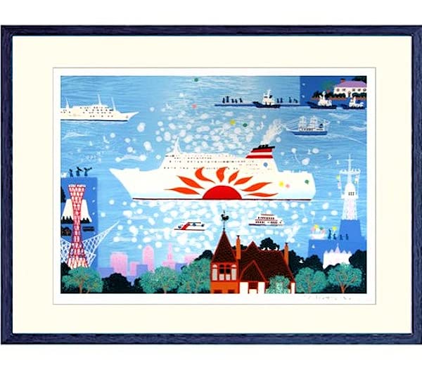 Amazon.co.jp: 吉岡浩太郎『希望の港街B』シルクスクリーン 風景画 