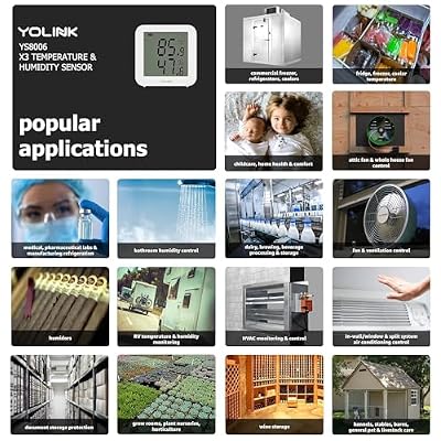 YoLink X3 Version Temperature & Humidity Sensor, Supports App Real-Time Data Refresh, Alexa, IFTTT, Home Assistant Integration - YoLink Hub Required