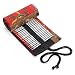 BTSKY Canvas Colored Pencil Roll Wrap 72 Slot-Adult Coloring Pencil Holder Organizer for 72 Colored Pencils, NO Pencils(Red Tree)