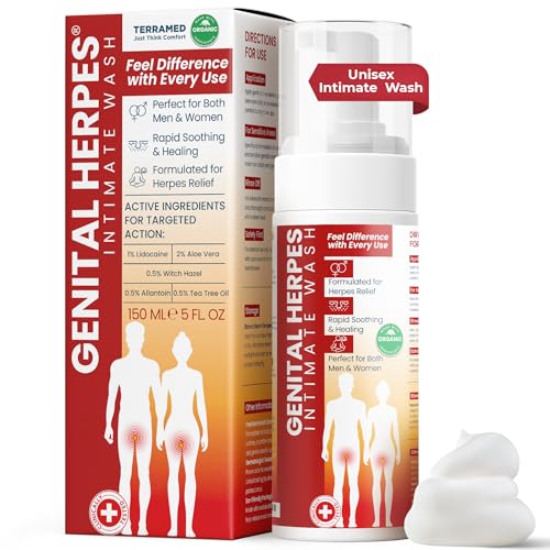 Terramed Just Think Comfort Genital Herpes Intimate Wash | Fast Acting HerpCare | Medicated | Soothes Itching Tingling & Burning | Soothes Genital Herpes & Genital Discomfort