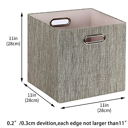 Posprica Storage Bins,11×11 Foldable Storage Cubes Boxes Container Closet Organizer Shelf Cabinet Bookcase,Thick Fabric Drawer Container - 4Pcs,Coffee #TOP2