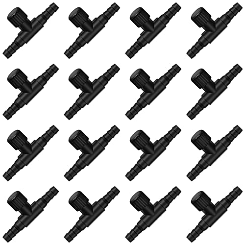Image of Honoson 30 Pieces Aquarium Air Control Valve T Shaped Air Pump Control Valves Single Way Plastic Flow Regulator for 4 mm Hose Line Tubing Connector(Black)