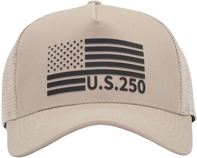 Image of USA Flag Snapback Hat Fits One Size&XXL /3XL - Mens Mesh Trucker Ball Hats - US 250th Anniversary Veterans Memorial Day Gifts