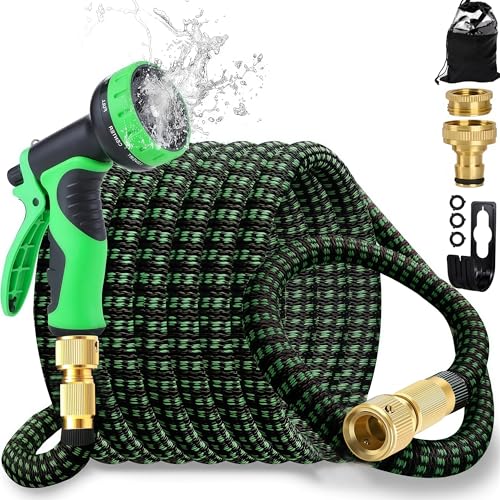 Gartenschlauch 100FT/30M,Flexibler Gartenschlauch Dehnbarer mit 10 Funktions Gartenbrause, 1/2' 3/4' Adapter, Wasserschlauch Flexibel Schlauch Flexschlauch Garten für Gartenbewässerung Autowäsche