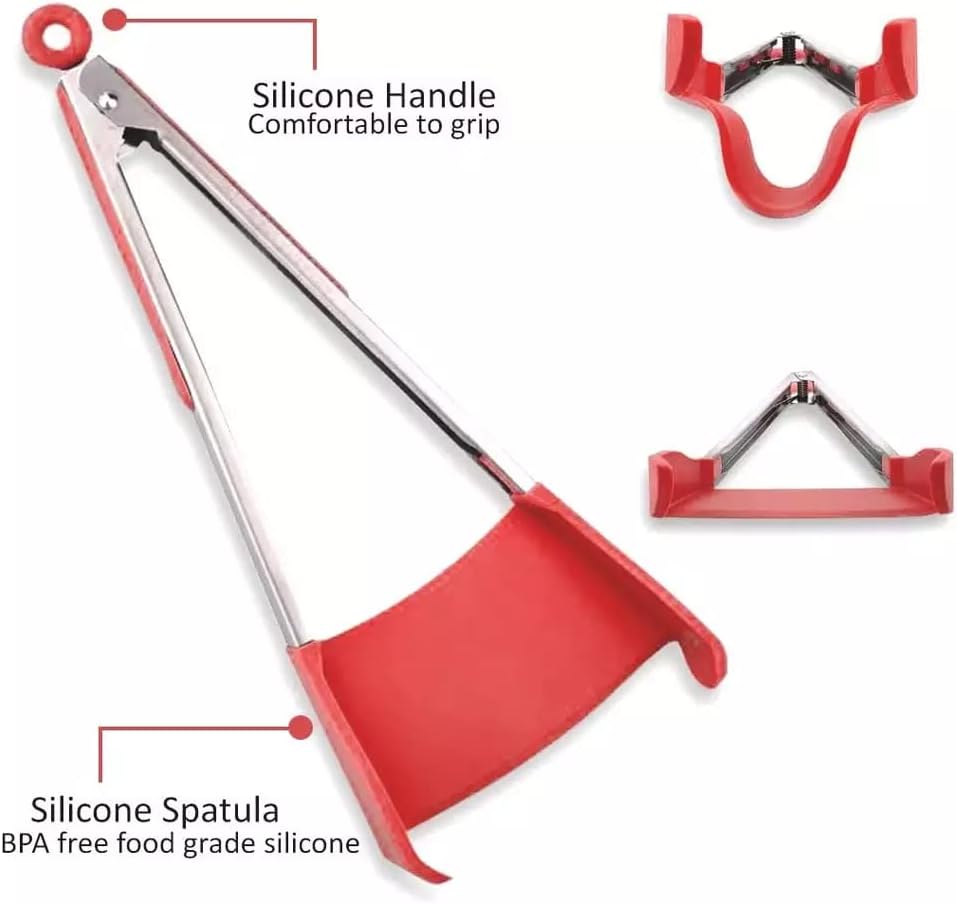 Miniatura 5 de Generic Espátula roja de 12 pulgadas, pala creativa 2 en 1, multifuncional, antiadherente, de silicona, para cocina, 2 tamaños, resistente al calor