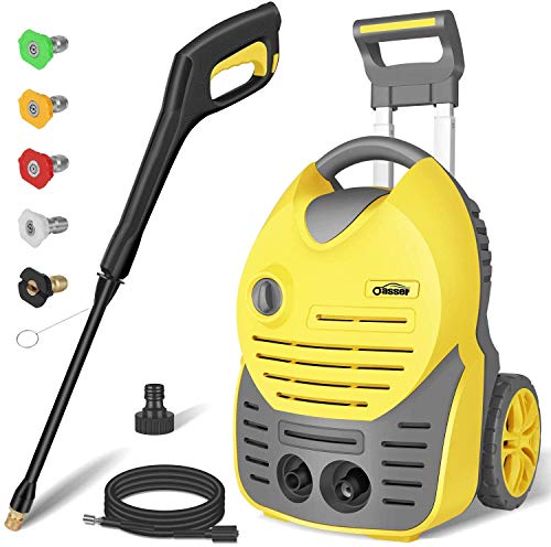 Oasser Electric Pressure Washer Car Power Washer 1600W 140bar 420L/H Portable Car Washer Machine with Spray Gun 5pcs Nozzle 5M High Pressure Hose CW6