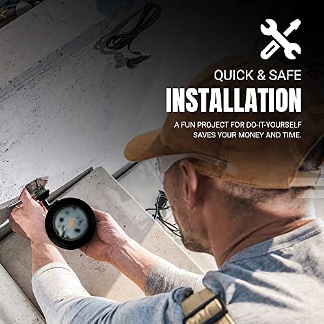 DYSMIO Wired Line Voltage LED Outdoor Landscape Flood Lights for Garden and Yard, Non-Solar Powered Bright Security Landscaping Light - Black - Medium - Pack of 2