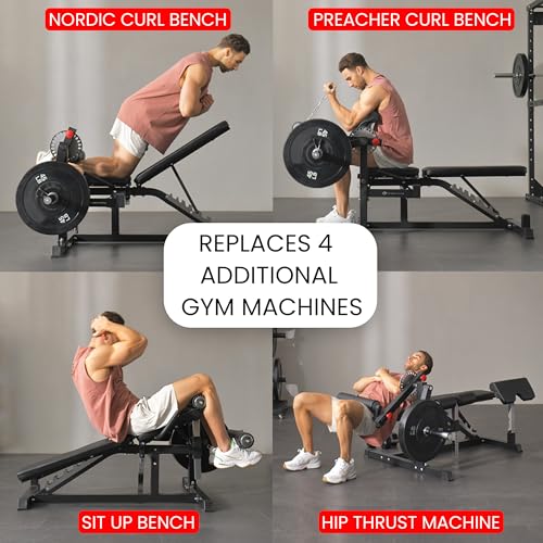 Finer Form GLX Adjustable Weight Bench with Leg Extension and Curl Machine, Total Body Bench for Home Gym, Great for Bench Press, Sit Ups, Preacher Curl, Hip Thrusts and Other Plate-Loaded Exercises - Image 5