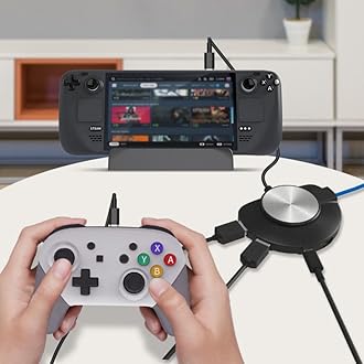 Docking Station Compatible with Steam Deck, 5-in-1 Steam Deck Dock with HDMI-compatible 2K@30Hz, 100Mbps Gigabit Ethernet, USB-A 3.0 and Full Speed Charging USB-C Port