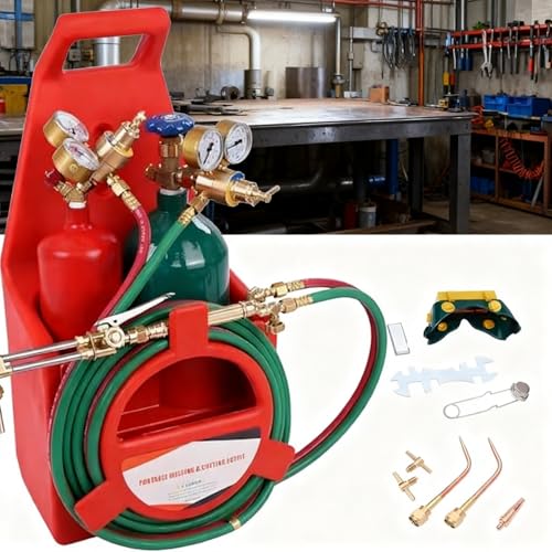 Oxygen Acetylene Welding Torch Kit, Professional Portable Oxy Acetylene Torch Kit with Regulators Cutting & Welding Nozzles Gauge and Portable Carrier Welding Brazing Cutting Torch Kit,US Fast Arrival