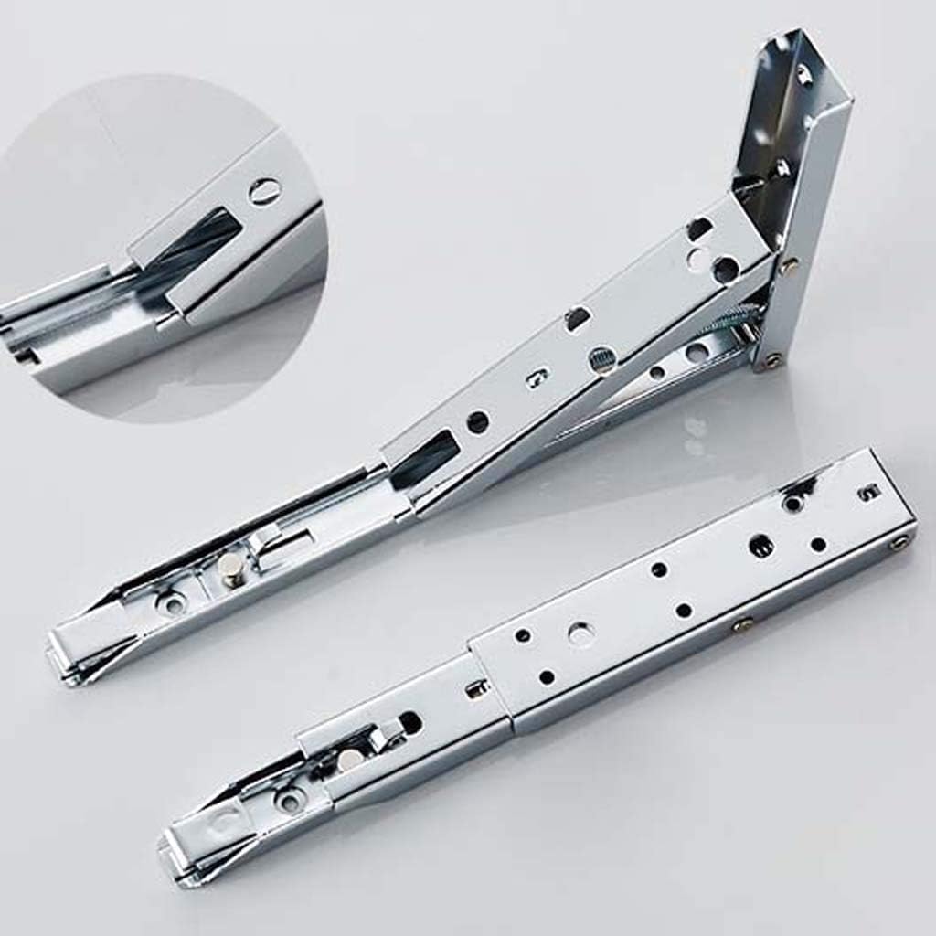 L- Shaped Right Angle Shelf Brackets 2 Pcs, Folding Floating Shelves Tripod Triangle Shelf Brackets, 90°Angle Wall Mounted Shelf Supporter Bracket Frame - Metal Chrome