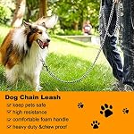 Heavy Duty Metal Dog Leash, 6FT Chew Proof Pet Leash Chain with Soft Padded Handle for Large & Medium Size Dogs (180cm*3mm)