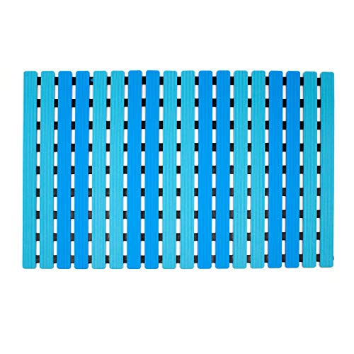 Yolife Alfombrilla de baño Antideslizante ecológica Alfombrilla de Ducha Antideslizante Doble con Drenaje rápido para baño y Tablero de Pato con ventosas de Resistencia TPE 40 * 63 cm (Azul)