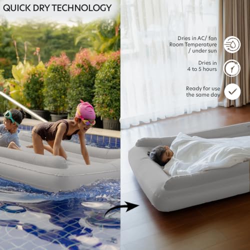 Image of BUTT BABY SnoozeAway Inflatable Bed with Rechargeable Air Pump, Ultralight Portable Ergonomic Bed for Kids & Adults | Floating Pool, Beach, Camping, Trekking, Indoor & Outdoor Relaxation (Smoky Grey)