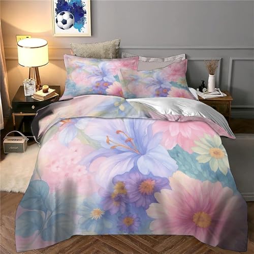 Parure de lit 3D effet floral housse de couette double 200x200 respirante