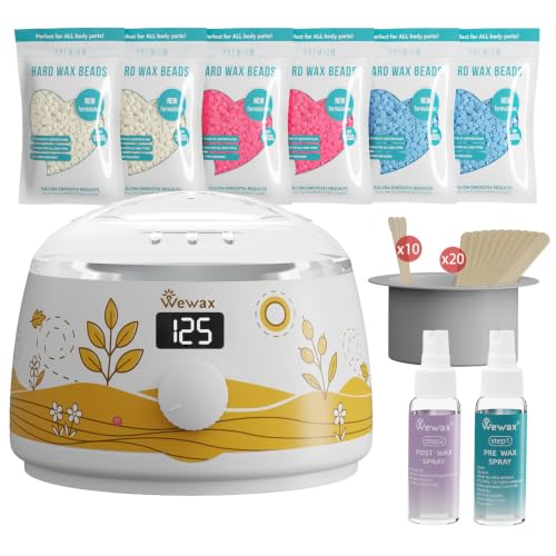 Image of Waxing Kit for Women, Wax Warmer for Hair Removal 6 Bags Hard Wax Beads