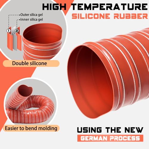 Tuyau flexible en silicone pour équipement industriel, tuyau de conduit industriel rouge, 63 mm, 1 m – vue 3